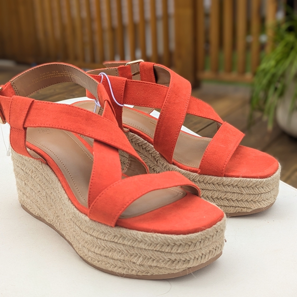 H&M Orange Espadrille Platform Sandals